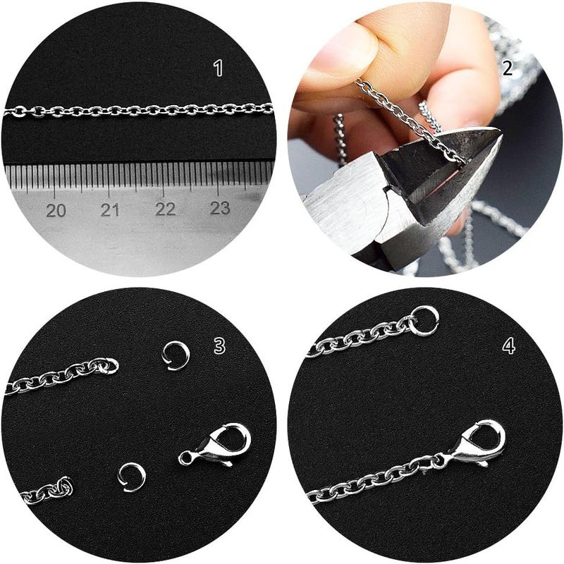 WXJ13 36 Feet Silver Stainless Steel Link Cable Chain with 20 Lobster Clasps and 30 Jump Rings for Men Women Jewelry Chain DIY Making, 2.0mm - Image 2